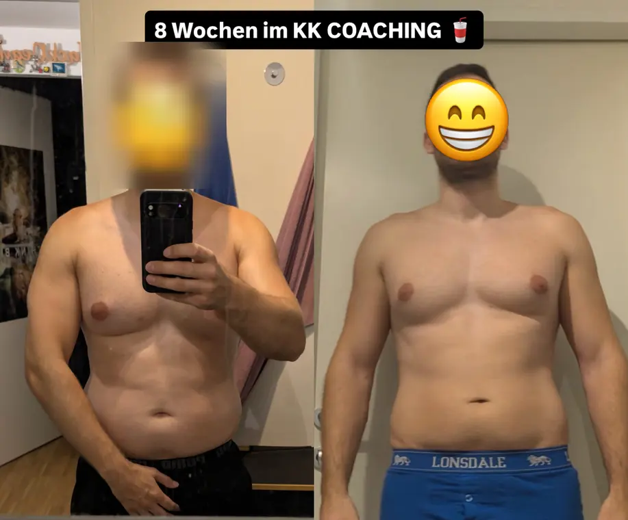 Veränderung aus Kevins Coaching, Gesicht unkenntlich gemacht