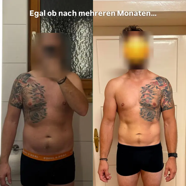 Veränderung aus Kevins Coaching, Gesicht unkenntlich gemacht