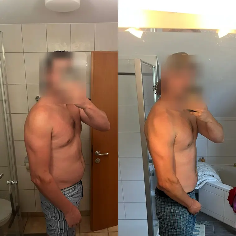 Veränderung aus Kevins Coaching, Gesicht unkenntlich gemacht