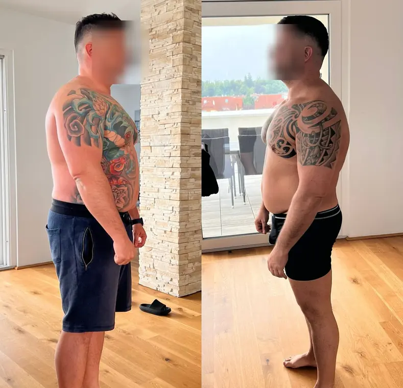 Veränderung aus Kevins Coaching, Gesicht unkenntlich gemacht